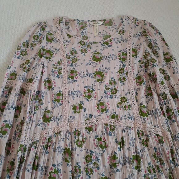 Matilda Jane Women's Size M Pink Floral Like A Lady Bohemian Crochet Tunic Top - Picture 6 of 12
